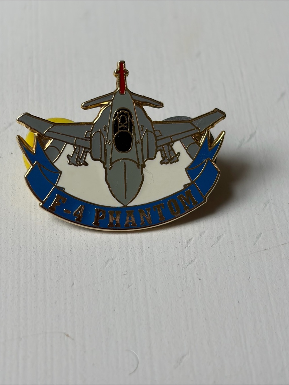 USAF F-4 Phantom Aircraft Air Force Double Pinback Gold Hat Lapel Pin